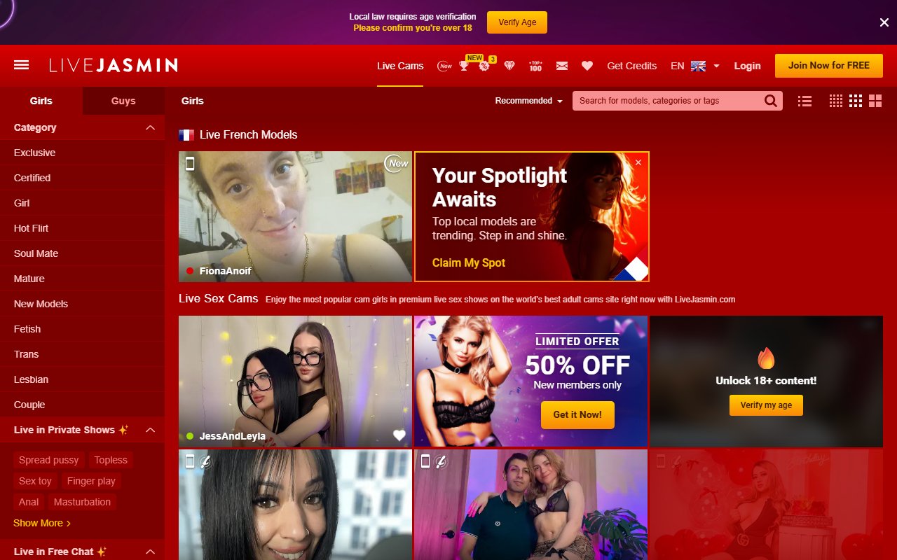 Aperçu de LiveJasmin — site de cam HD premium