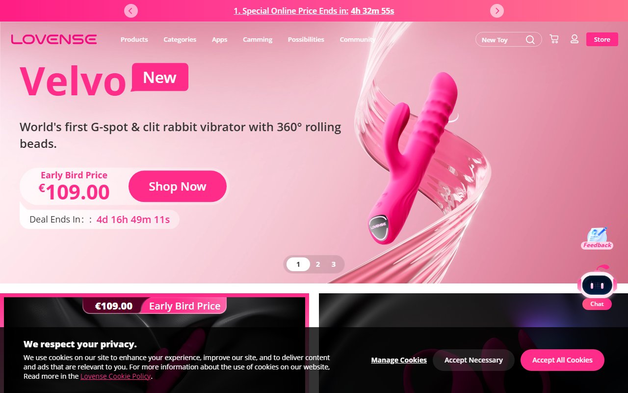 Lovense Velvo — sextoy connecté rose de la marque Lovense, référence du marché